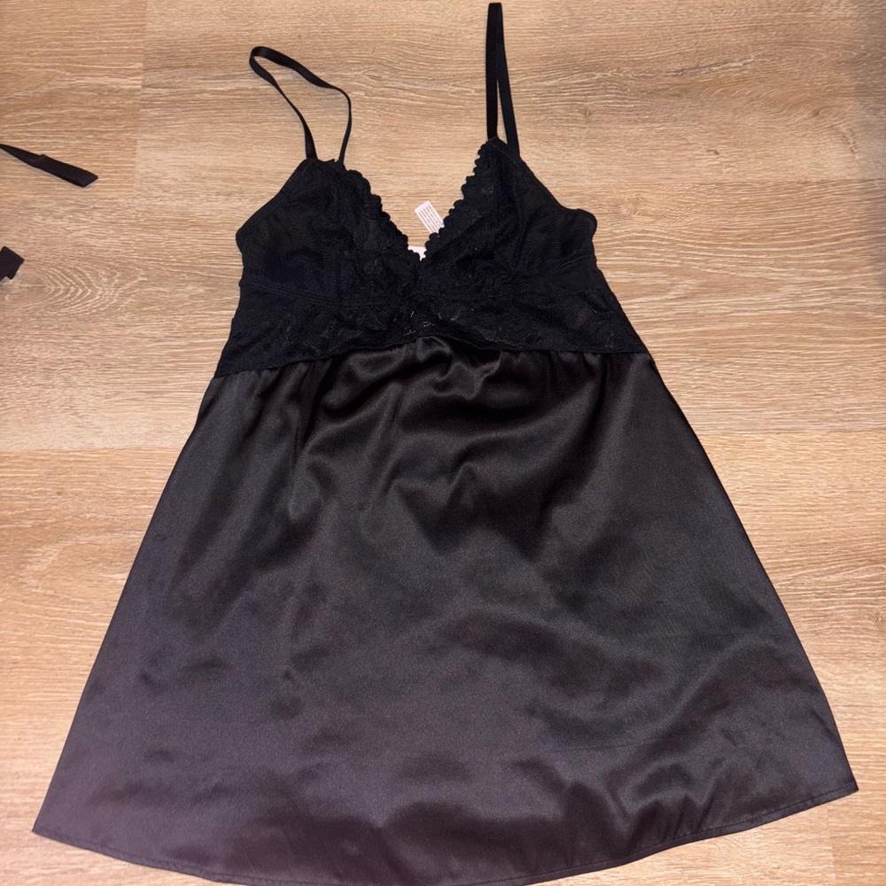 Auden Black Lace & Satin Chemise